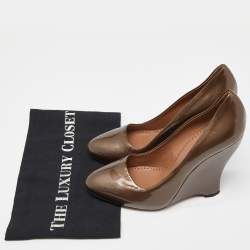 Alaia Brown Patent Leather Wedge Pumps Size 38.5