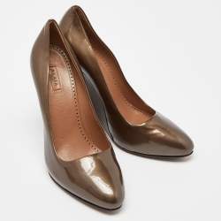 Alaia Brown Patent Leather Wedge Pumps Size 38.5