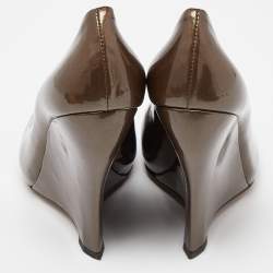 Alaia Brown Patent Leather Wedge Pumps Size 38.5