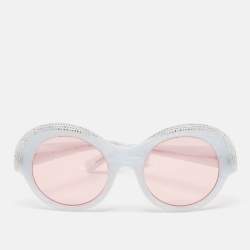 Alain Mikli x Alexandre Vauthier Light Blur/Pink Roselyn Crystals Round Sunglasses