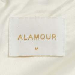 Pre Owned Alamour White Satin Feather Halter Neck Clematis Mini Dress M