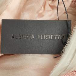 Pre Owned Alberta Ferretti Pink Linen & Silk Pleated Sleeveless Dress M