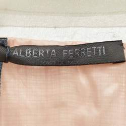 Pre Owned Alberta Ferretti Pink Linen & Silk Pleated Sleeveless Dress M