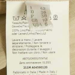 Pre Owned Alberta Ferretti Beige Linen Short Dress M