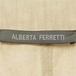 Pre Owned Alberta Ferretti Beige Linen Short Dress M
