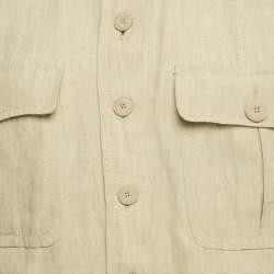 Pre Owned Alberta Ferretti Beige Linen Short Dress M