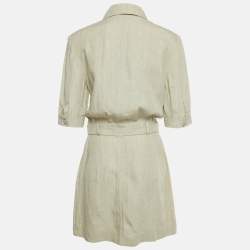 Pre Owned Alberta Ferretti Beige Linen Short Dress M