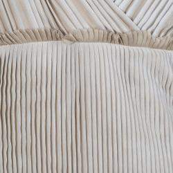 Pre Owned Alberta Ferretti Beige Silk Pleated Pintuck Detail Sleeveless Gown M