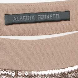 Pre Owned Alberta Ferretti Pink Embellished Crepe Sleeveless Mini Dress M