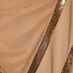 Pre Owned Alberta Ferretti Pink Embellished Crepe Sleeveless Mini Dress M