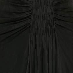 Pre Owned Alberta Ferretti Black Silk Draped Detail Maxi Skirt M