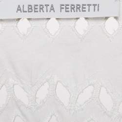 Pre Owned Alberta Ferreti White Lace Sleeveless Maxi Dress M