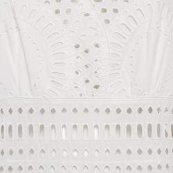 Pre Owned Alberta Ferreti White Lace Sleeveless Maxi Dress M