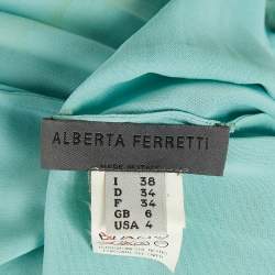 Alberta Ferretti Blue Abstract Print Silk Blend Sleeveless Midi Dress S
