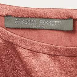Pre Owned Alberta Ferretti Onion Pink Silk Satin & Chiffon Tie Detail Top L
