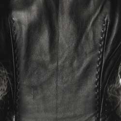 Pre Owned Alberta Ferretti Black Leather Midi Dress M