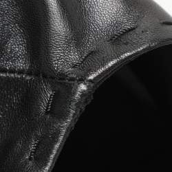 Pre Owned Alberta Ferretti Black Leather Midi Dress M