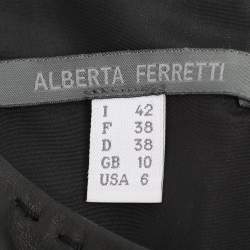 Pre Owned Alberta Ferretti Black Leather Midi Dress M
