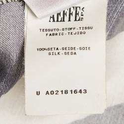 Pre Owned Alberta Ferretti Navy Blue Printed Silk Blouse S