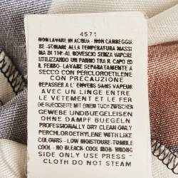 Pre Owned Alberta Ferretti Navy Blue Printed Silk Blouse S