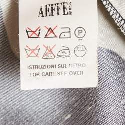 Pre Owned Alberta Ferretti Navy Blue Printed Silk Blouse S