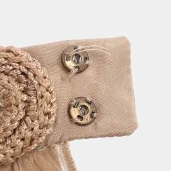 Pre Owned Alberta Ferreti Beige Chiffon Braided Crystal Embellishment Halter Neck Top M