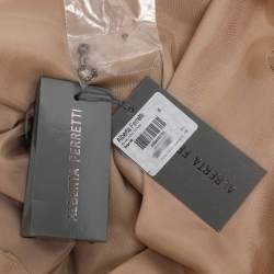 Pre Owned Alberta Ferreti Beige Chiffon Braided Crystal Embellishment Halter Neck Top M