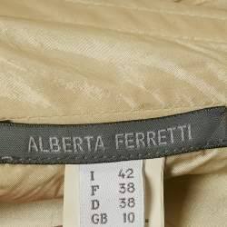 Pre Owned Alberta Ferretti Light Green Linen Gathered Strapless Maxi Dress M