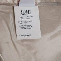 Alberta Ferretti Beige Slub Cotton and Silk Draped Asymmetric Pencil Skirt L