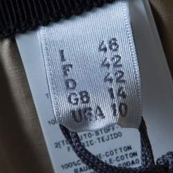 Pre Owned Alberta Ferretti Brown Silk Colorblock Lace Panel Detail Gathered Skirt L