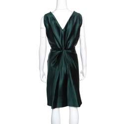 Pre Owned Alberta Ferretti Green Crystal Embellished Waist Detail Sleeveless Dress M