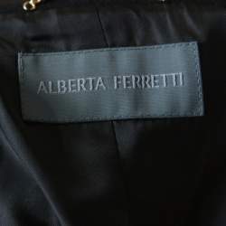 Alberta Ferretti Black and Gold Embellished Felted Wool Stand Collar Overcoat M
