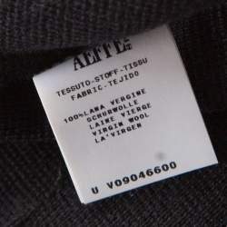 Alberta Ferretti Black Wool Satin Trim Faux Wrap Cardigan L