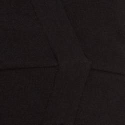 Alberta Ferretti Black Wool Satin Trim Faux Wrap Cardigan L