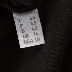 Alberta Ferretti Black Wool Satin Trim Faux Wrap Cardigan L