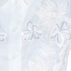 Pre Owned Alberta Ferretti Off White Floral Embroidered Sheer Cotton Sleeveless Crop Shirt S
