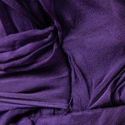 Alberta Ferretti Purple Ruched Silk One Shoulder Evening Gown S
