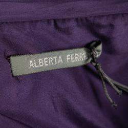 Alberta Ferretti Purple Ruched Silk One Shoulder Evening Gown S