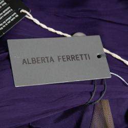 Alberta Ferretti Purple Ruched Silk One Shoulder Evening Gown S