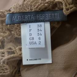 Alberta Ferretti Beige Chiffon and Lace Overlay Top S 