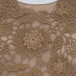 Alberta Ferretti Beige Chiffon and Lace Overlay Top S 