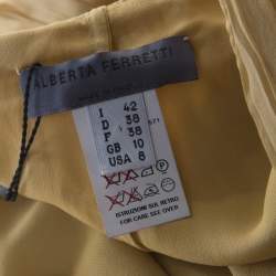 Alberta Ferretti Mustard Crinkled Chiffon Silk Pallazo Trousers M