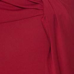 Alberta Ferretti Red Silk Jersey Asymmetric Batwing Sleeve Dress M 