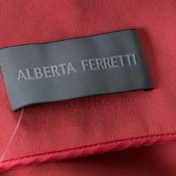 Alberta Ferretti Coral Pink Sheer Panel Insert Belted Long Coat M
