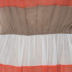 Alberta Ferretti Colorblock Striped Silk Pleated Sleeveless Dress M