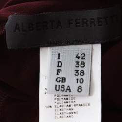 Pre Owned Alberta Ferretti Burgundy Cowl Neck Long Sleeve Top M
