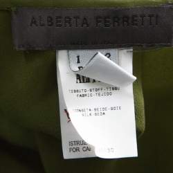 Alberta Ferretti Green Silk Crepe Tiered Skirt M