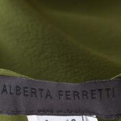 Alberta Ferretti Green Silk Crepe Tiered Skirt M