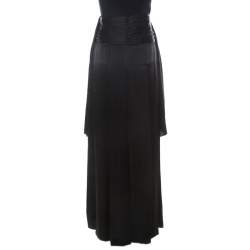 Alberta Ferretti Black Silk Waist Tie Detail Maxi Skirt M