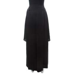 Alberta Ferretti Black Silk Waist Tie Detail Maxi Skirt M